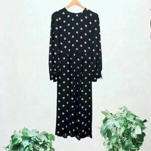 Reformation Black Polka Dot Creed Midi Dress Blogger Celeb Style Retro NWT